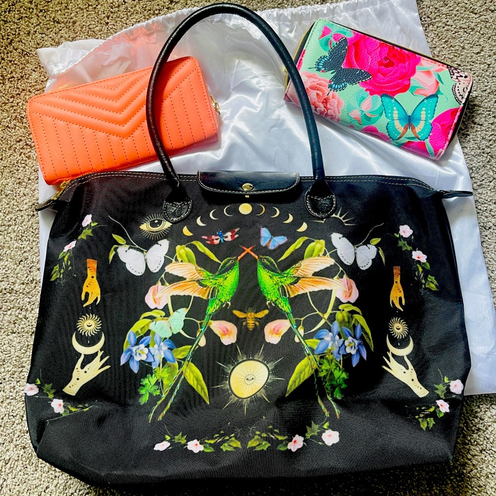 Beautiful embroidered vinyl tote bag from Etsy